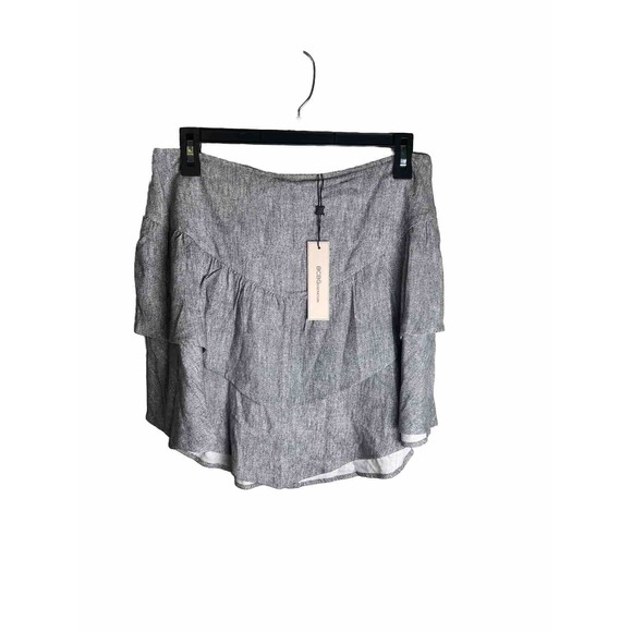 BCBGeneration Tiered Linen Blend Mini Skirt‎ Black White M - Picture 6 of 9